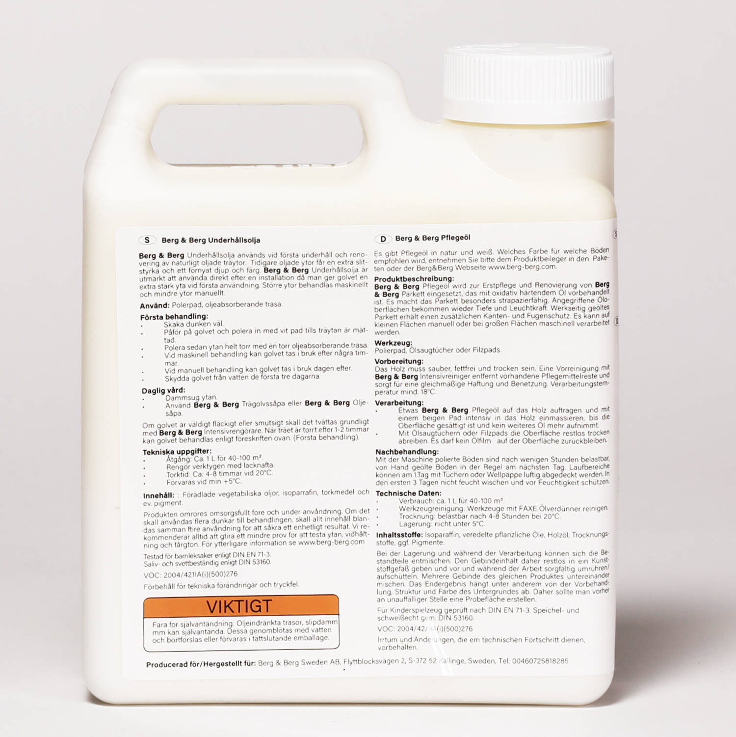 Berg & Berg Pflegeöl Weiß 1 Liter