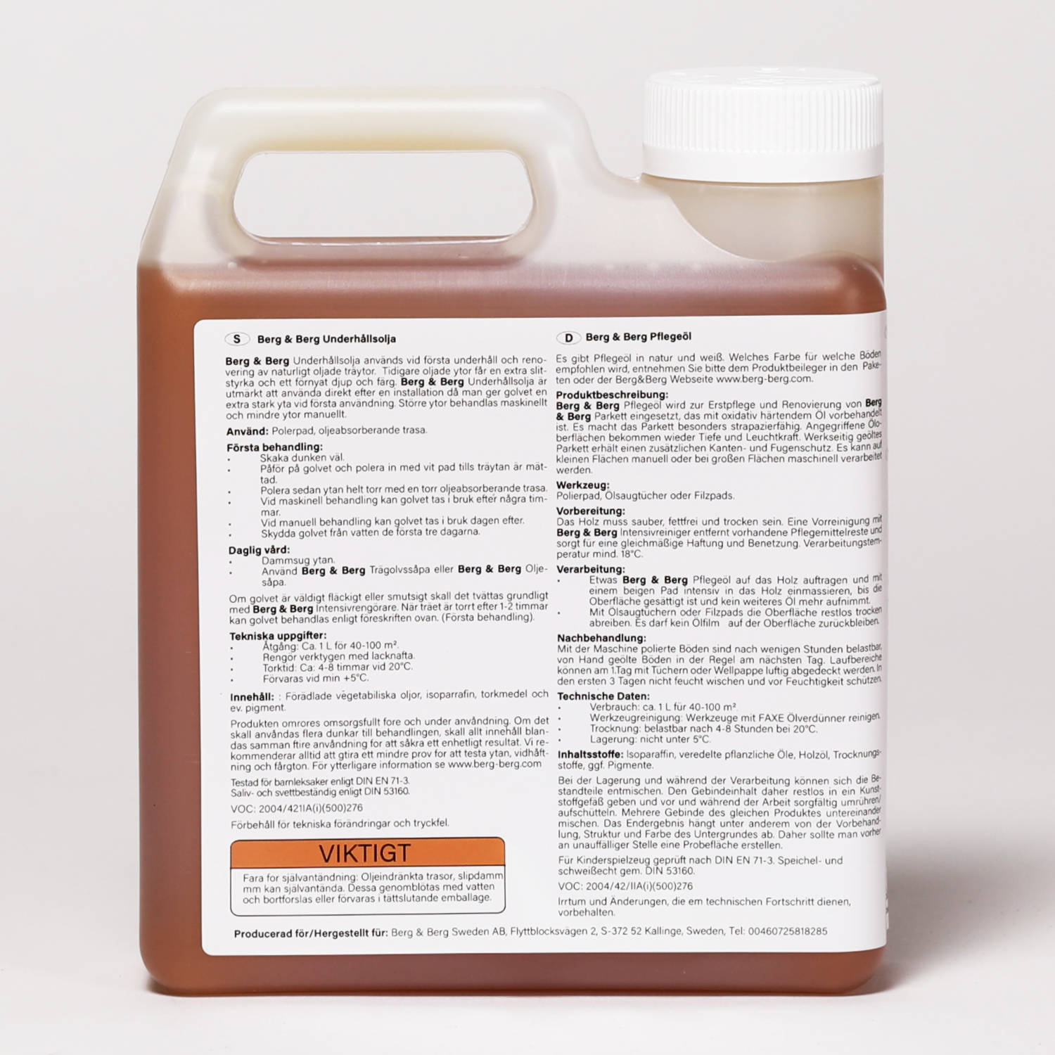 Berg & Berg Pflegeöl Natur 1 Liter