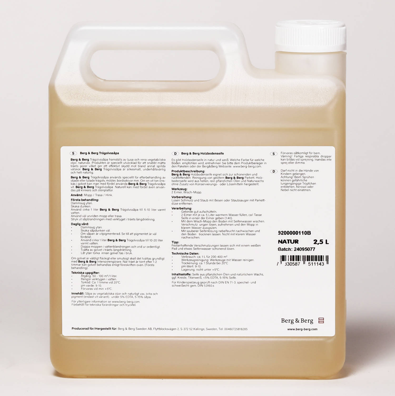 Berg & Berg Holzbodenseife Natur 2,5 Liter